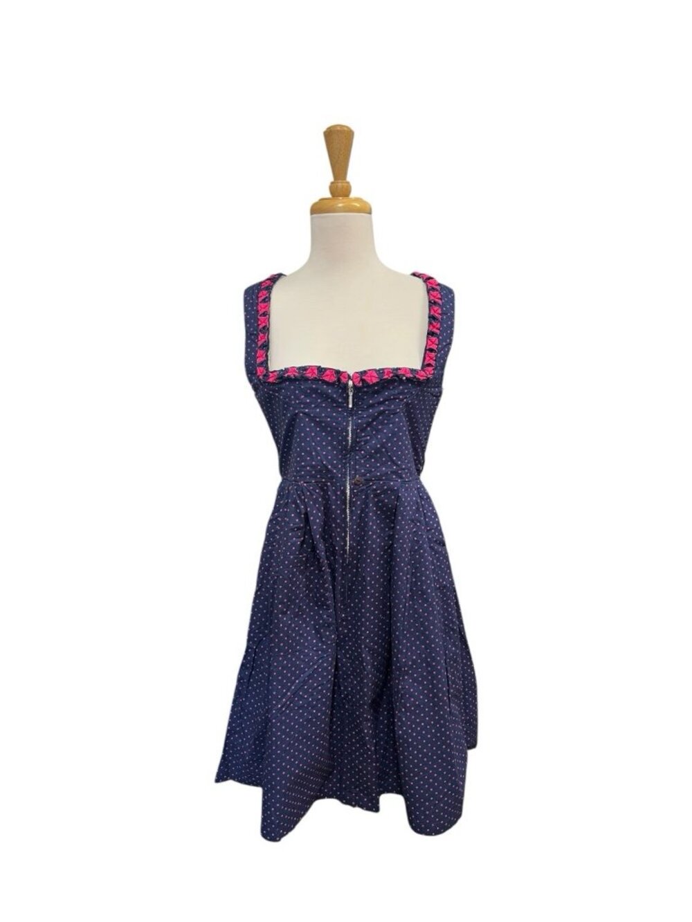Original Steindl München Salzburg Polka Dots Dress Size 40 US 10 Blue and Pink